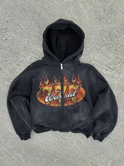 New Trend Hoodie Y2K Personalized Printed Sweatshirt Men's Harajuku Jacket Gothic Zipper Casual Sportswear Loose Fashion Hoodie - ZOOMNSTORE