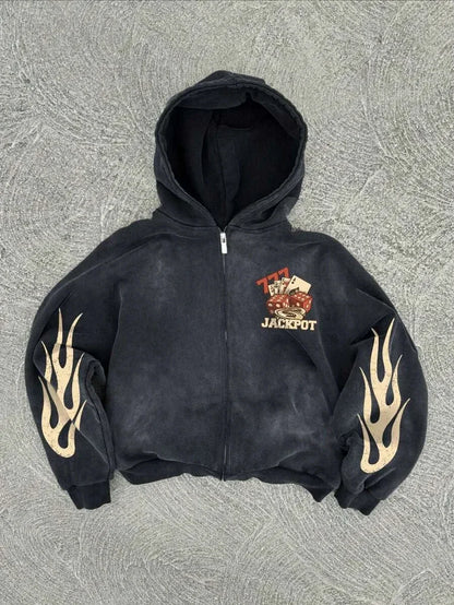 New Trend Hoodie Y2K Personalized Printed Sweatshirt Men's Harajuku Jacket Gothic Zipper Casual Sportswear Loose Fashion Hoodie - ZOOMNSTORE