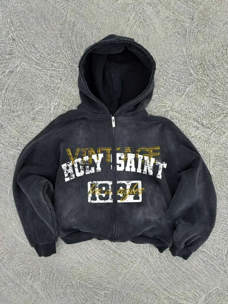 New Trend Hoodie Y2K Personalized Printed Sweatshirt Men's Harajuku Jacket Gothic Zipper Casual Sportswear Loose Fashion Hoodie - ZOOMNSTORE