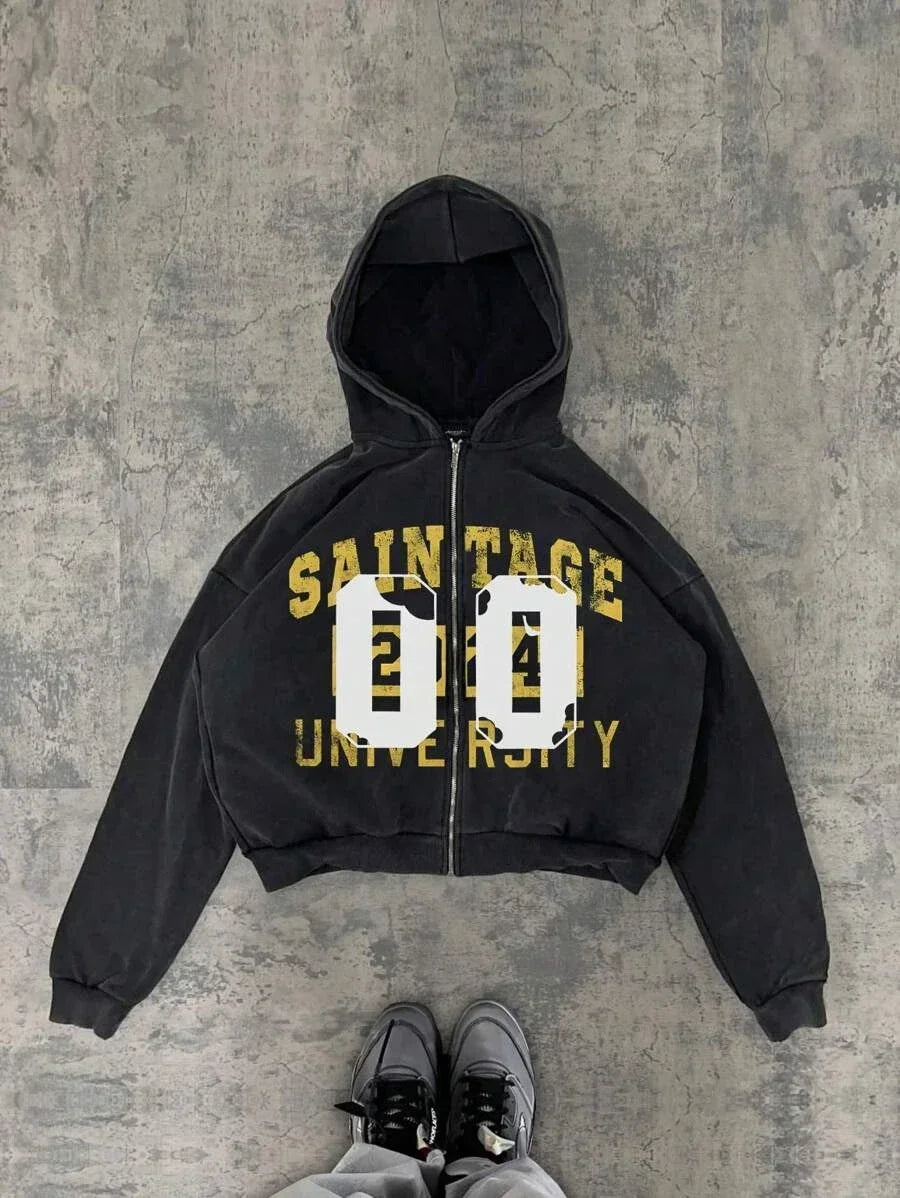 New Trend Hoodie Y2K Personalized Printed Sweatshirt Men's Harajuku Jacket Gothic Zipper Casual Sportswear Loose Fashion Hoodie - ZOOMNSTORE