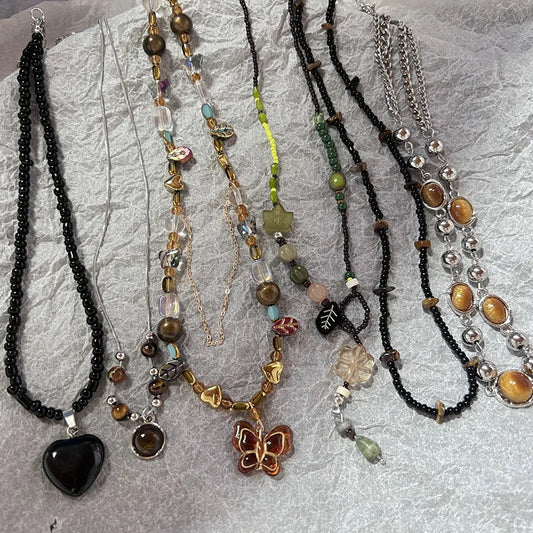 Fashion Metal Y2K Opal Necklace Punk Bohemia Pendant Chain for Women Girls Cool Polaris Necklaces Jewelry Accessories - ZOOMNSTORE