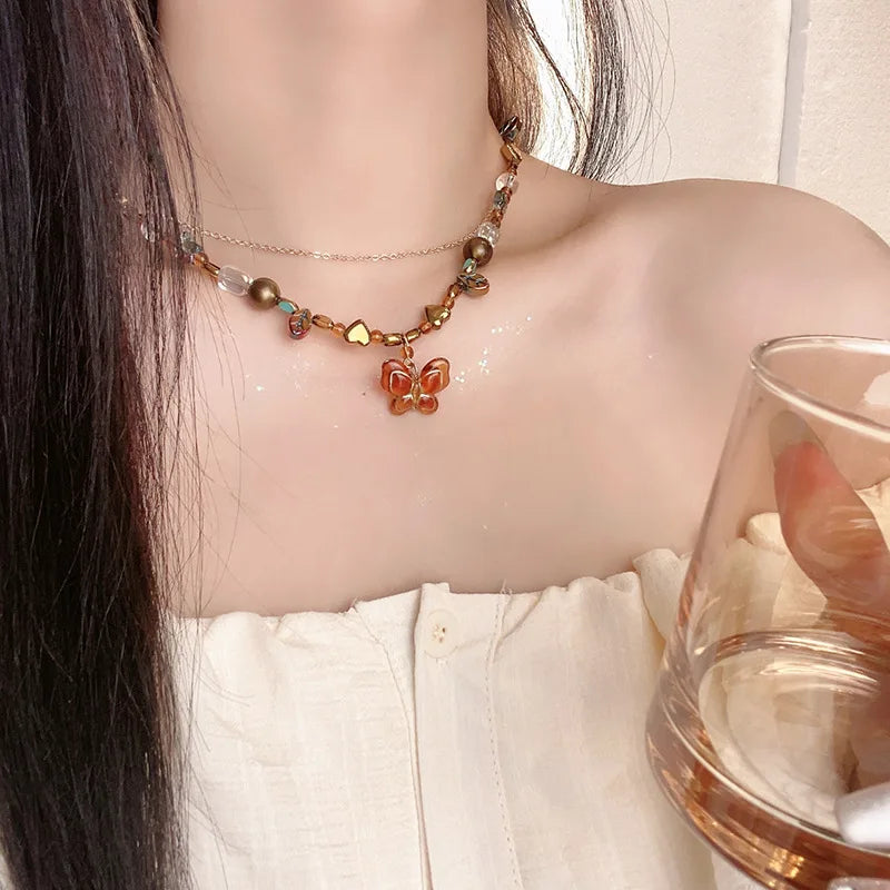 Fashion Metal Y2K Opal Necklace Punk Bohemia Pendant Chain for Women Girls Cool Polaris Necklaces Jewelry Accessories - ZOOMNSTORE