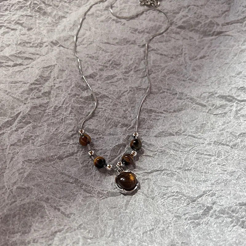 Fashion Metal Y2K Opal Necklace Punk Bohemia Pendant Chain for Women Girls Cool Polaris Necklaces Jewelry Accessories - ZOOMNSTORE