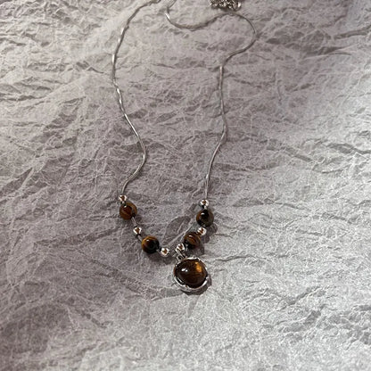 Fashion Metal Y2K Opal Necklace Punk Bohemia Pendant Chain for Women Girls Cool Polaris Necklaces Jewelry Accessories - ZOOMNSTORE