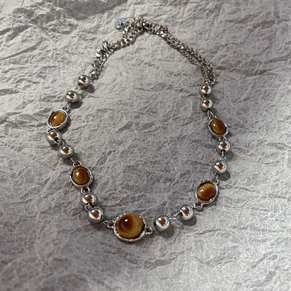 Fashion Metal Y2K Opal Necklace Punk Bohemia Pendant Chain for Women Girls Cool Polaris Necklaces Jewelry Accessories - ZOOMNSTORE