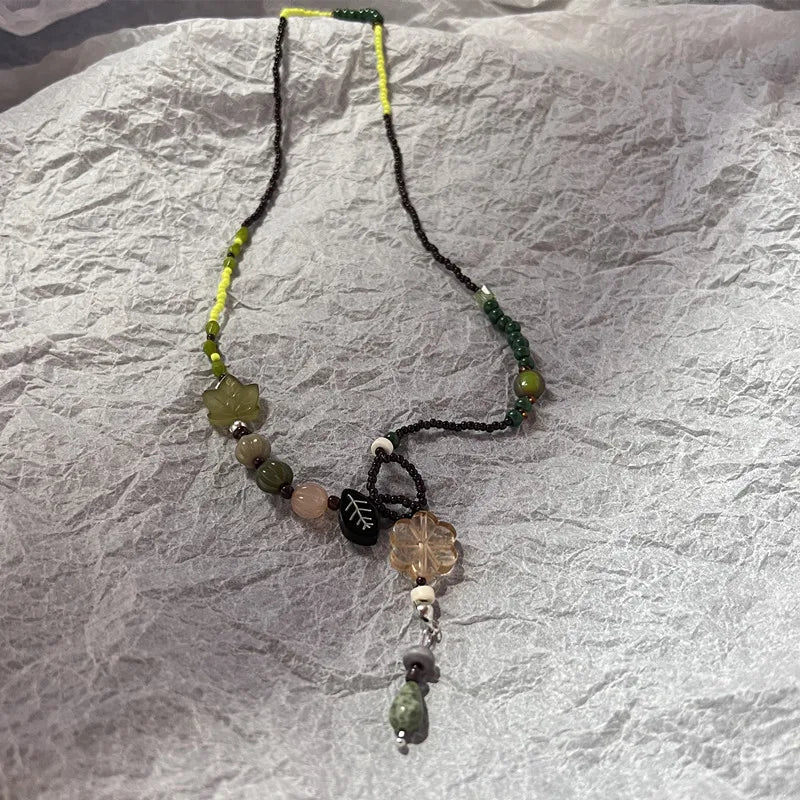 Fashion Metal Y2K Opal Necklace Punk Bohemia Pendant Chain for Women Girls Cool Polaris Necklaces Jewelry Accessories - ZOOMNSTORE