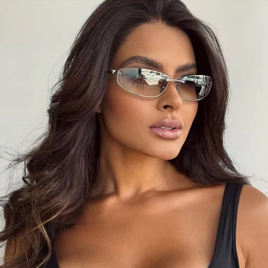 Y2K Oval Frameless Luxury Sunglasses - Retro Punk Style for Women - ZOOMNSTORE