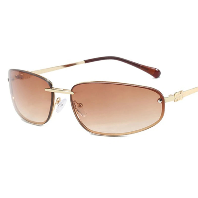 Y2K Oval Frameless Luxury Sunglasses - Retro Punk Style for Women - ZOOMNSTORE