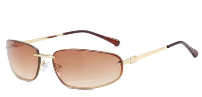 Y2K Oval Frameless Luxury Sunglasses - Retro Punk Style for Women - ZOOMNSTORE