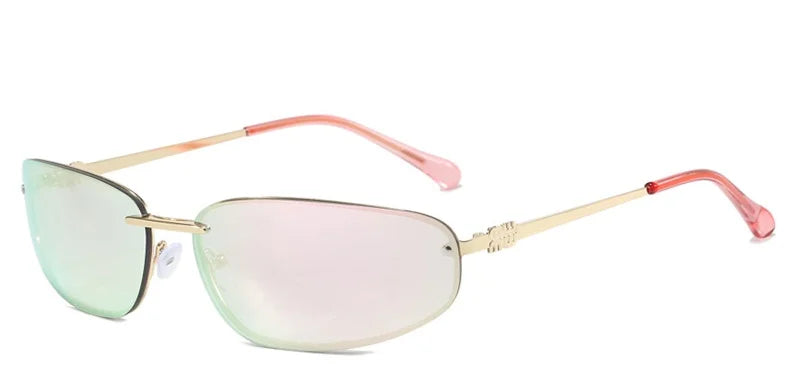 Y2K Oval Frameless Luxury Sunglasses - Retro Punk Style for Women - ZOOMNSTORE