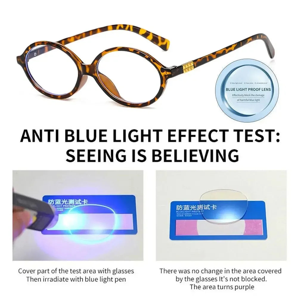 Y2K Oval Glasses – Blue Light Computer Reading Glasses With Polycarbonate Lenses - ZOOMNSTORE
