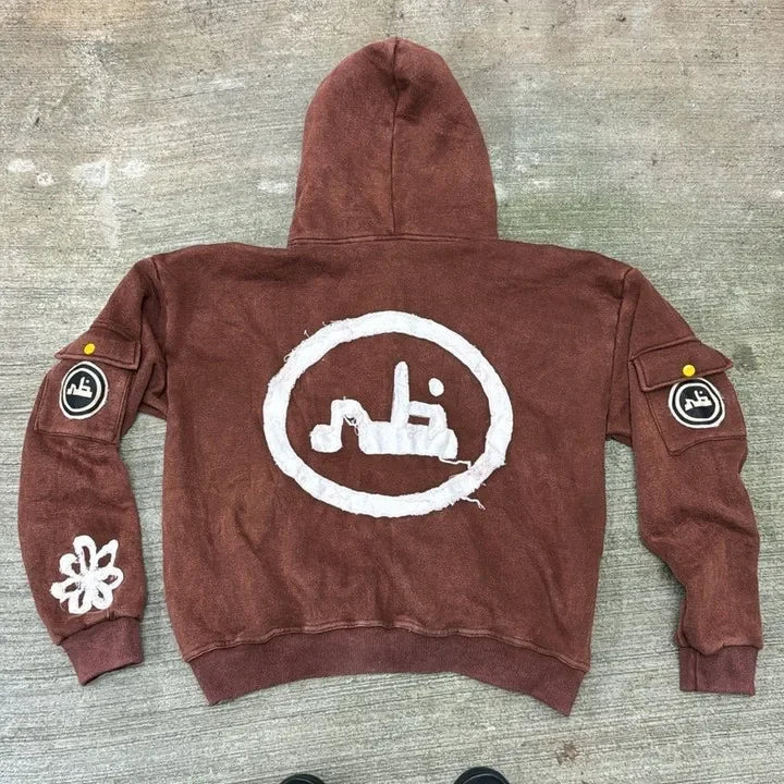 Y2K Oversized Hoodie - Harajuku Hip Hop Streetwear with Patch Embroidery - ZOOMNSTORE