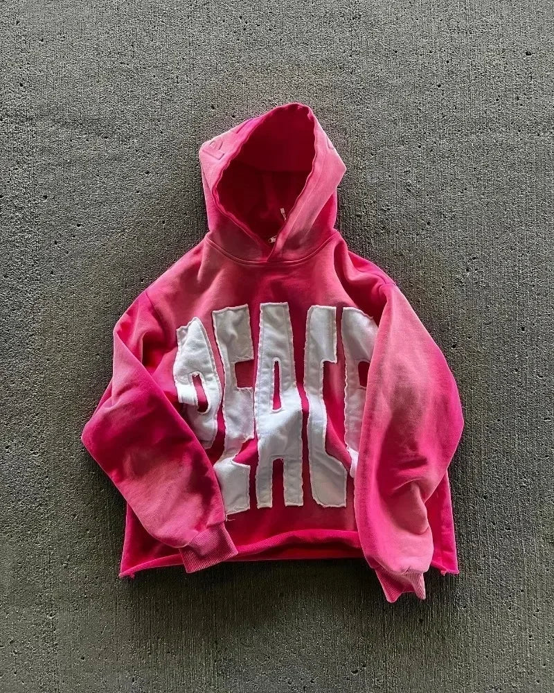 Y2K Oversized Hoodie - Harajuku Hip Hop Streetwear with Patch Embroidery - ZOOMNSTORE