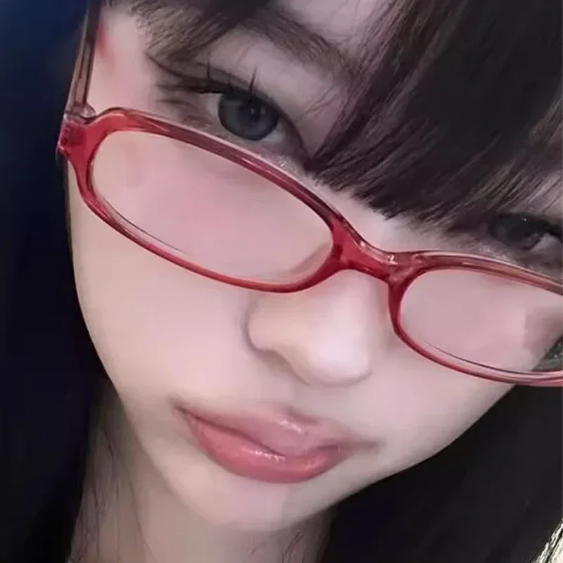 Y2K Retro Oval Square Glasses - Red Green Frame Anti-Blue Light Eyewear - ZOOMNSTORE