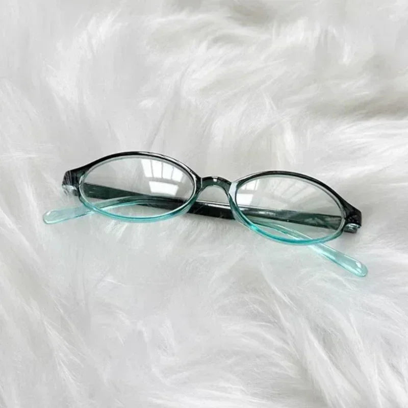 Y2K Retro Oval Square Glasses - Red Green Frame Anti-Blue Light Eyewear - ZOOMNSTORE