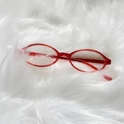 Y2K Retro Oval Square Glasses - Red Green Frame Anti-Blue Light Eyewear - ZOOMNSTORE
