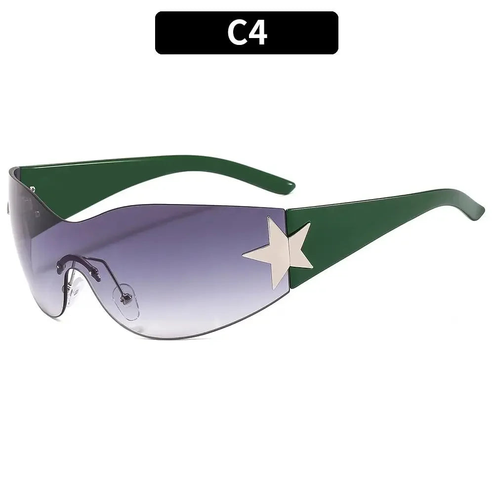 Y2K Rimless Punk Sunglasses - Luxury Wrap Around Shades for Men  Women - ZOOMNSTORE