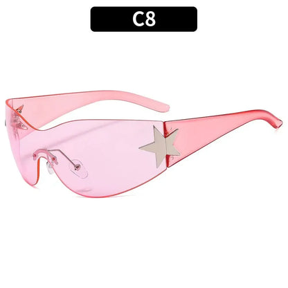 Y2K Rimless Punk Sunglasses - Luxury Wrap Around Shades for Men  Women - ZOOMNSTORE