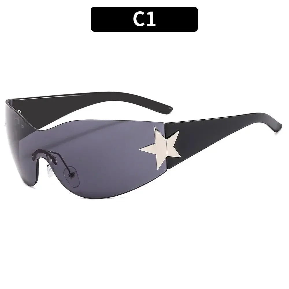 Y2K Rimless Punk Sunglasses - Luxury Wrap Around Shades for Men  Women - ZOOMNSTORE