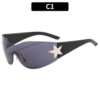 Y2K Rimless Punk Sunglasses - Luxury Wrap Around Shades for Men  Women - ZOOMNSTORE