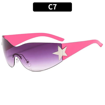 Y2K Rimless Punk Sunglasses - Luxury Wrap Around Shades for Men  Women - ZOOMNSTORE