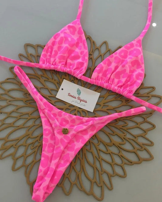 Y2K Sexy Bikini Set - Halter Lace-up Top  Thong Beachwear for Women - ZOOMNSTORE