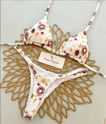 Y2K Sexy Bikini Set - Halter Lace-up Top  Thong Beachwear for Women - ZOOMNSTORE