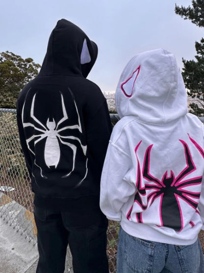 Y2K Spider Hoodie - Unisex Hip Hop Zip-Up Jacket Graphic Punk Sweatshirt - ZOOMNSTORE