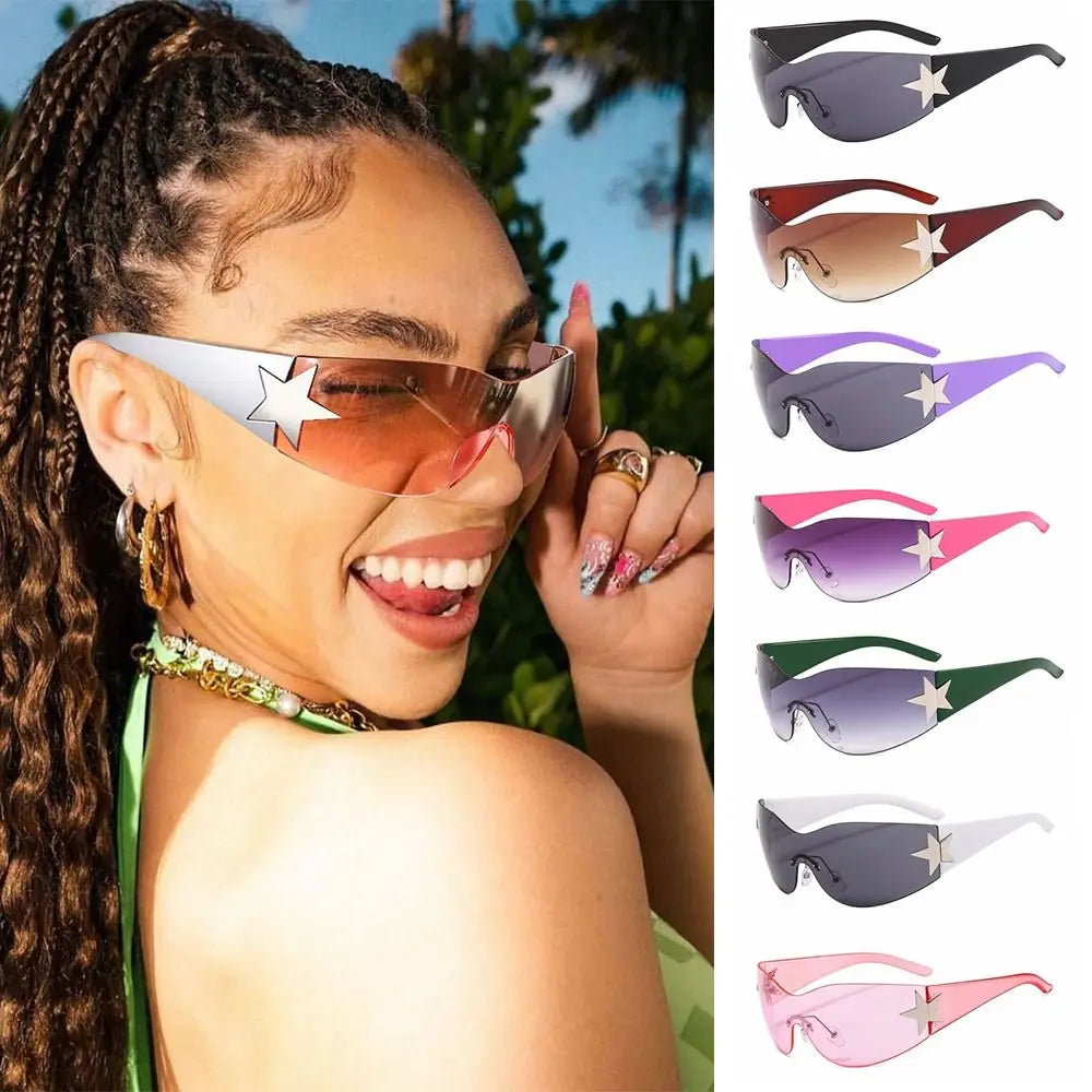 Y2K Rimless Punk Sunglasses - Luxury Wrap Around Shades for Men  Women - ZOOMNSTORE