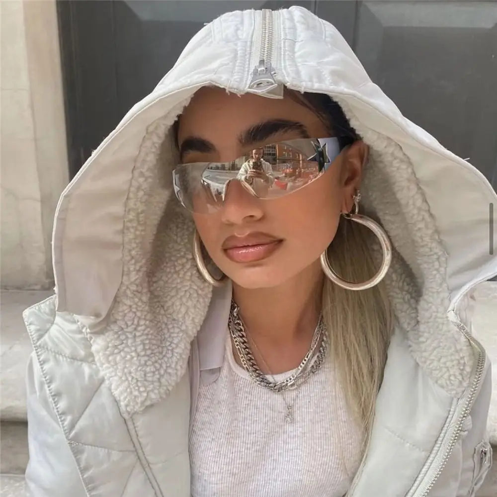 Y2K Rimless Punk Sunglasses - Luxury Wrap Around Shades for Men  Women - ZOOMNSTORE