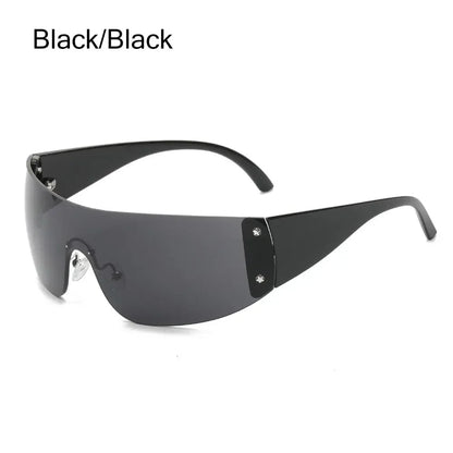 Y2K Rimless Punk Sunglasses - Luxury Wrap Around Shades for Men  Women - ZOOMNSTORE