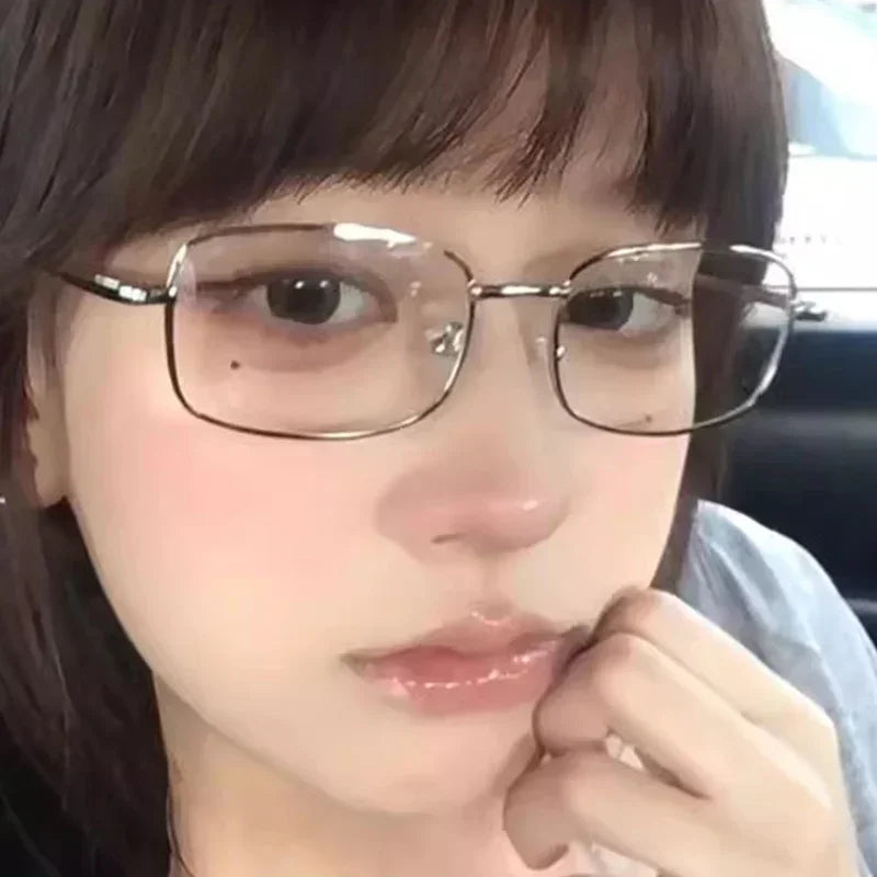 Y2K Vintage Glasses - Small Square Metal Eyeglasses With Blue Light Blocking - ZOOMNSTORE