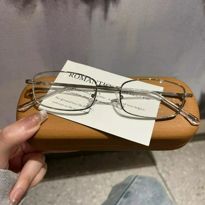 Y2K Vintage Glasses - Small Square Metal Eyeglasses With Blue Light Blocking - ZOOMNSTORE