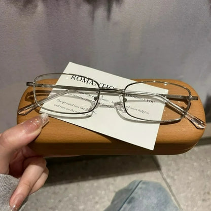 Y2K Vintage Glasses - Small Square Metal Eyeglasses With Blue Light Blocking - ZOOMNSTORE