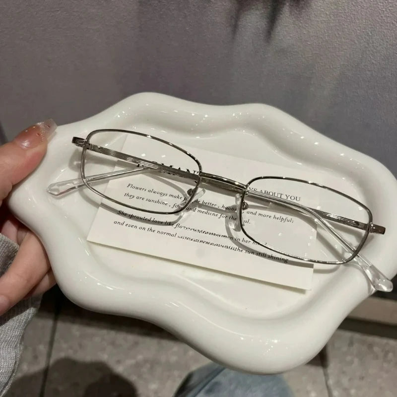 Y2K Vintage Glasses - Small Square Metal Eyeglasses With Blue Light Blocking - ZOOMNSTORE