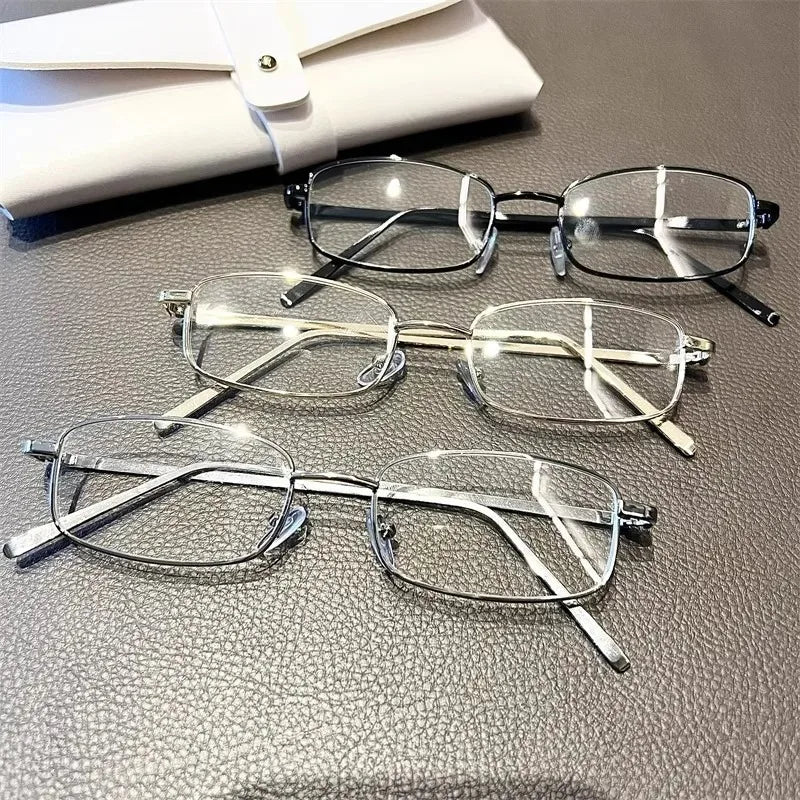 Y2K Vintage Glasses - Small Square Metal Eyeglasses With Blue Light Blocking - ZOOMNSTORE