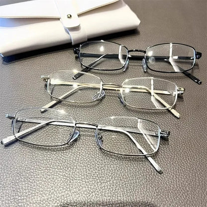 Y2K Vintage Glasses - Small Square Metal Eyeglasses With Blue Light Blocking - ZOOMNSTORE