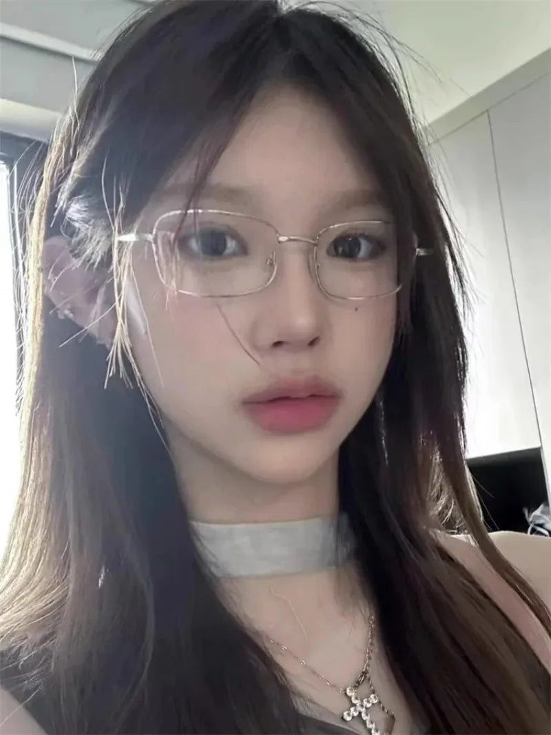 Y2K Vintage Glasses - Small Square Metal Eyeglasses With Blue Light Blocking - ZOOMNSTORE