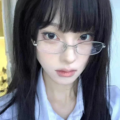 Y2K Vintage Glasses - Small Square Metal Eyeglasses With Blue Light Blocking - ZOOMNSTORE