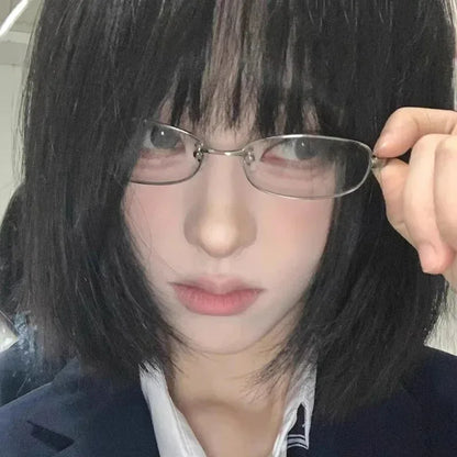 Y2K Vintage Glasses - Small Square Metal Eyeglasses With Blue Light Blocking - ZOOMNSTORE