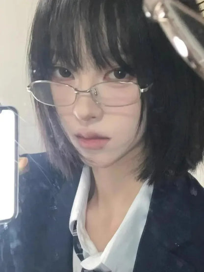 Y2K Vintage Glasses - Small Square Metal Eyeglasses With Blue Light Blocking - ZOOMNSTORE