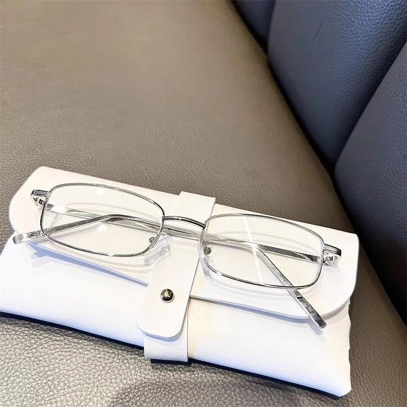 Y2K Vintage Glasses - Small Square Metal Eyeglasses With Blue Light Blocking - ZOOMNSTORE