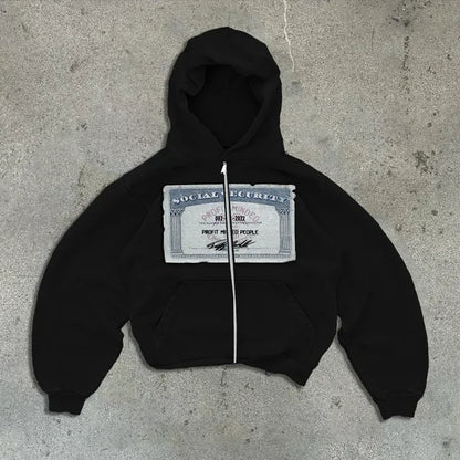 Y2K Casual Hoodie - Womens Zipper Cardigan with Geometric Print - ZOOMNSTORE