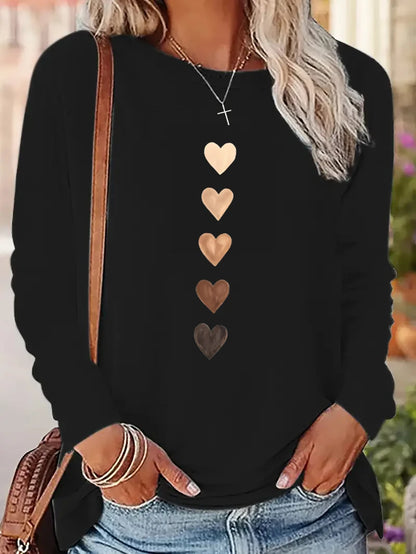 Y2k Long Sleeve Shirt - Vintage T Shirt With Cute Heart Design, Casual Crew Neck - ZOOMNSTORE