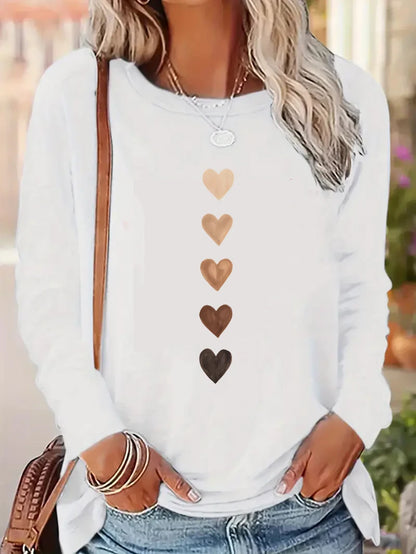 Y2k Long Sleeve Shirt - Vintage T Shirt With Cute Heart Design, Casual Crew Neck - ZOOMNSTORE