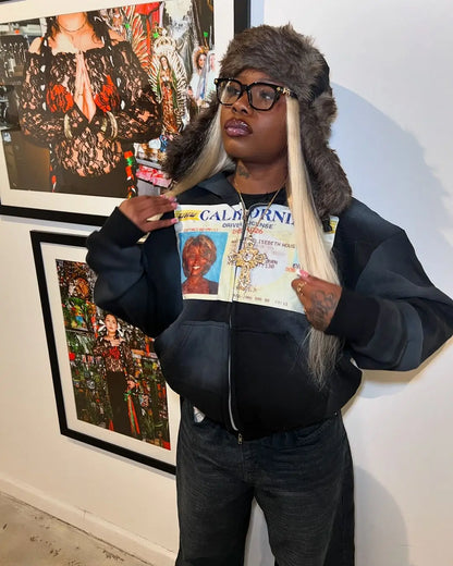 Y2K Oversized Hoodie - Retro Embroidered Diamond Sweatshirt for Men  Women - ZOOMNSTORE