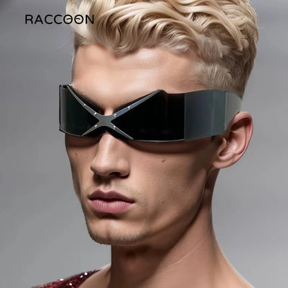 Rimless Steampunk Sunglasses - Y2K Futuristic Punk Shades for Men  Women - ZOOMNSTORE