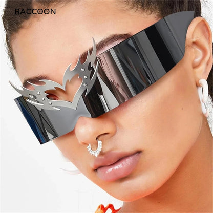 Rimless Steampunk Sunglasses - Y2K Futuristic Punk Shades for Men  Women - ZOOMNSTORE
