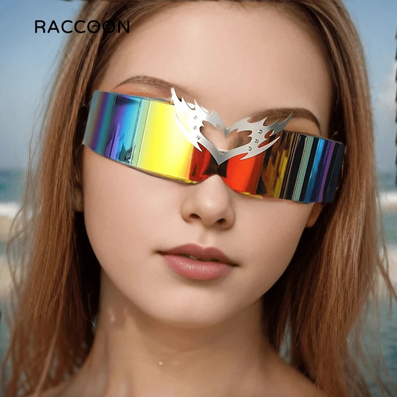 Rimless Steampunk Sunglasses - Y2K Futuristic Punk Shades for Men  Women - ZOOMNSTORE