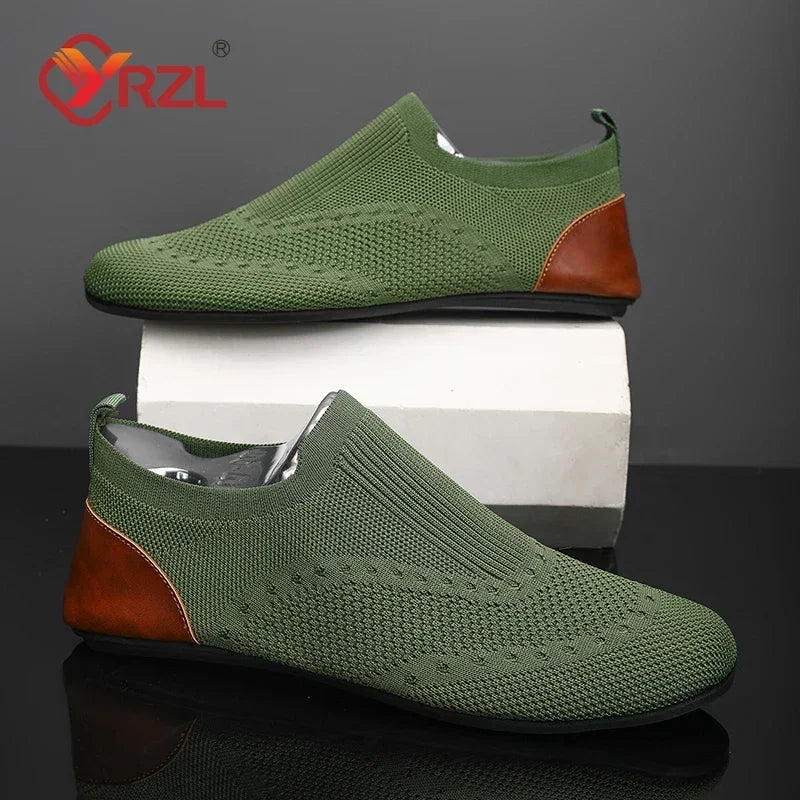 YRZL Loafers Men Soft Driving Moccasins High Quality Flats Male Walking Shoes Breathable Mesh Casual Loafers Slip on Mens Shoes - ZOOMNSTORE